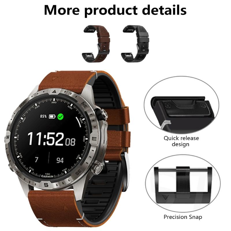 Elegant Leather Watch Strap 26mm Easyfit Band Classical Comfortable Leather Watchband Soft Suitable for Smartwatches