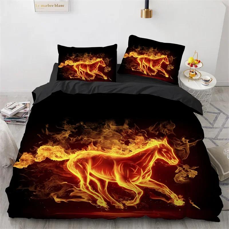 Farmhouse Horse Duvet Cover Queen Microfiber Wild Animal Bedding Set Western Cowboys Quilt Cover For Boys Teens Adults Bedroom
