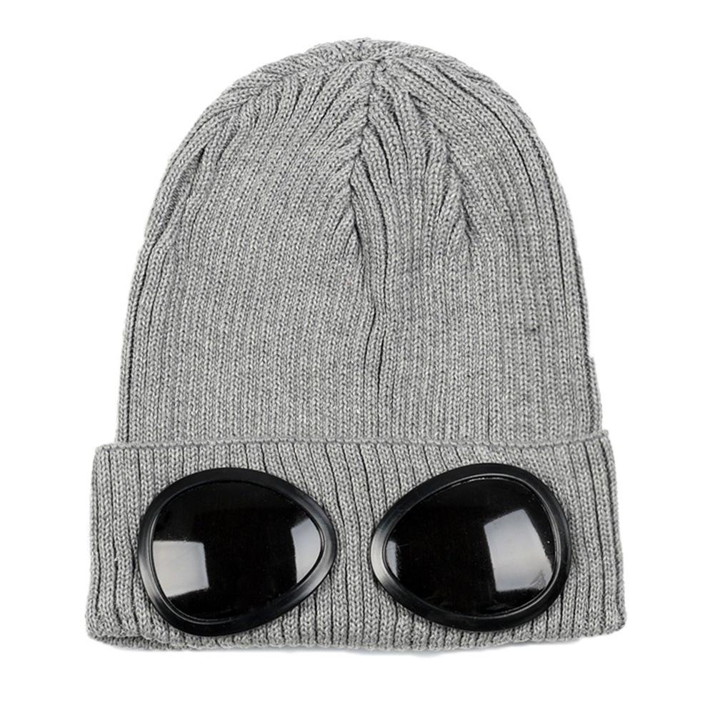 Bonnet en tricot pour hommes/femmes avec ornements lunettes Chapeau chaud à la mode