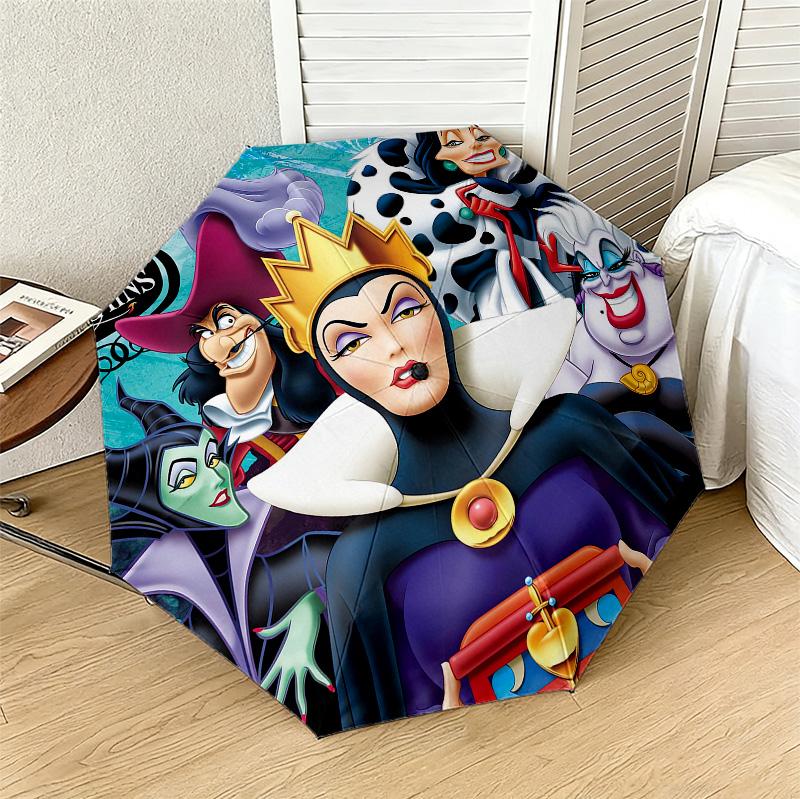 Disney Villains 8 Ribs 3Fold Black Glue Uv Protection Umbrella Sun Protection Rainproof Compact Folding Umbrella For Travel Daily Use C924962