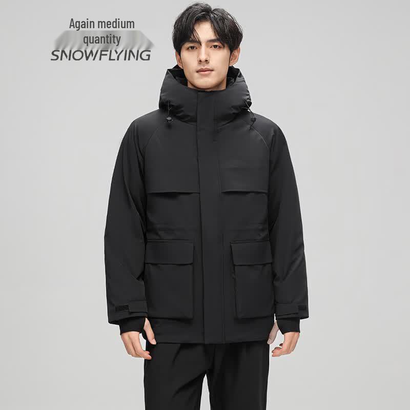 SNOWFLYING Men's Windproof Hooded Down Jacket