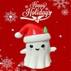 Cartoon Christmas Hat Ghost Figurine Mini Ghost Car Ornament Christmas Ghost Resin Ornament  Desk