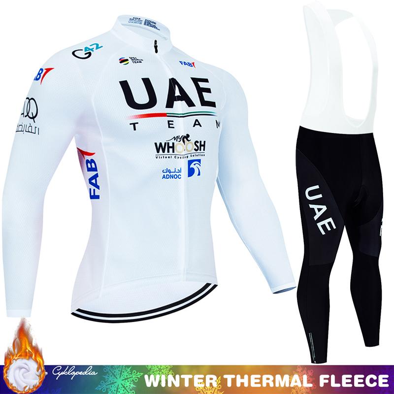 Cycling Clothing Man Bicycle Jerseys Men Sportswear Set UAE Winter Bike Jacket Thermal Fleece Jersey Men's Blouse Mtb Bib Suit