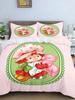 3D Cute Girls Strawberry Shortcake Bedding Set Colorful Cartoon Strawberry Girl Pattern Duvet Cover Pillowcase Home Decor Room