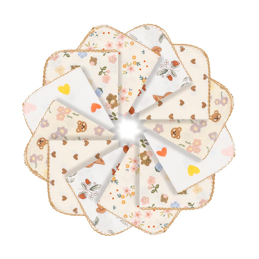 

Gauze Gauze Baby Bibs Cute Handkerchiefs with Gauze count with Handkerchiefs, Towels, - Double-Layered Lace, 100% Cotton, 3030cm (12 fleece)