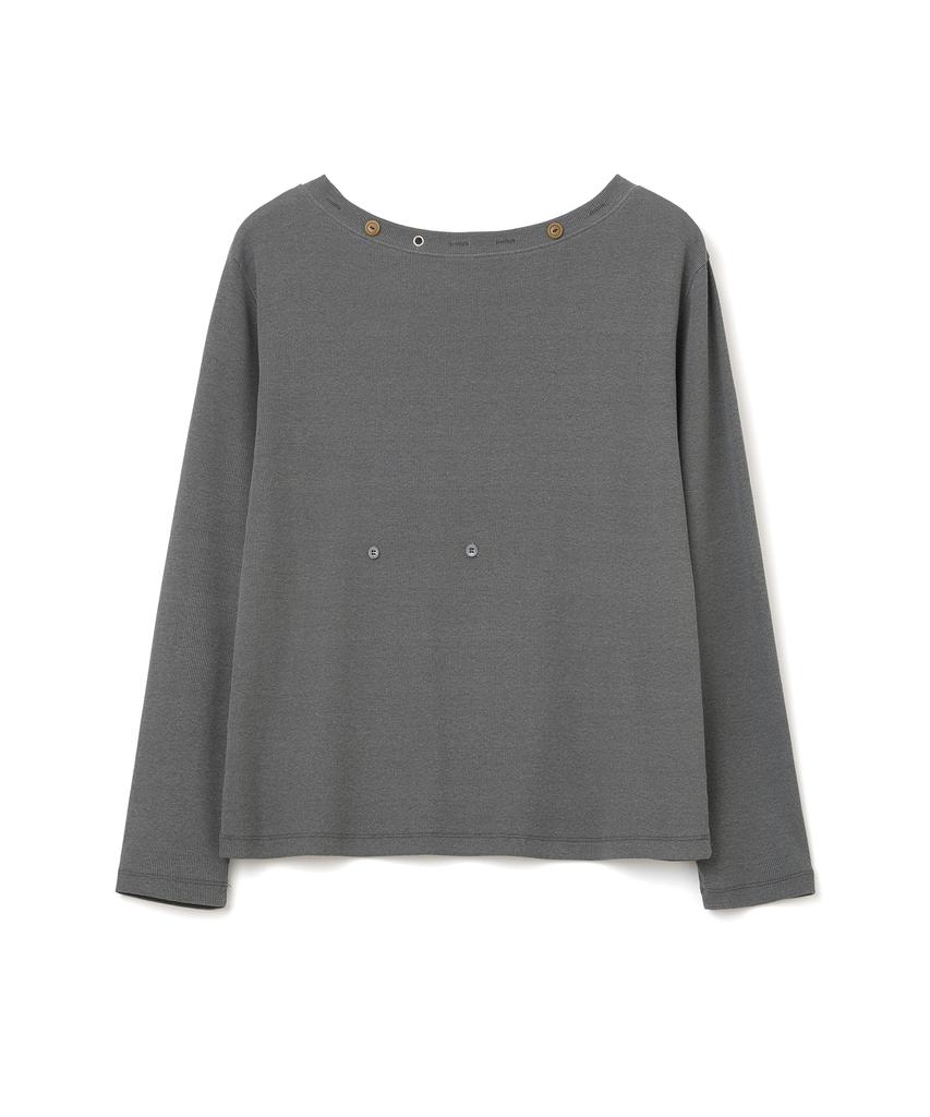 MILLO WOMEN Button Mix T-Shirt [Charcoal]