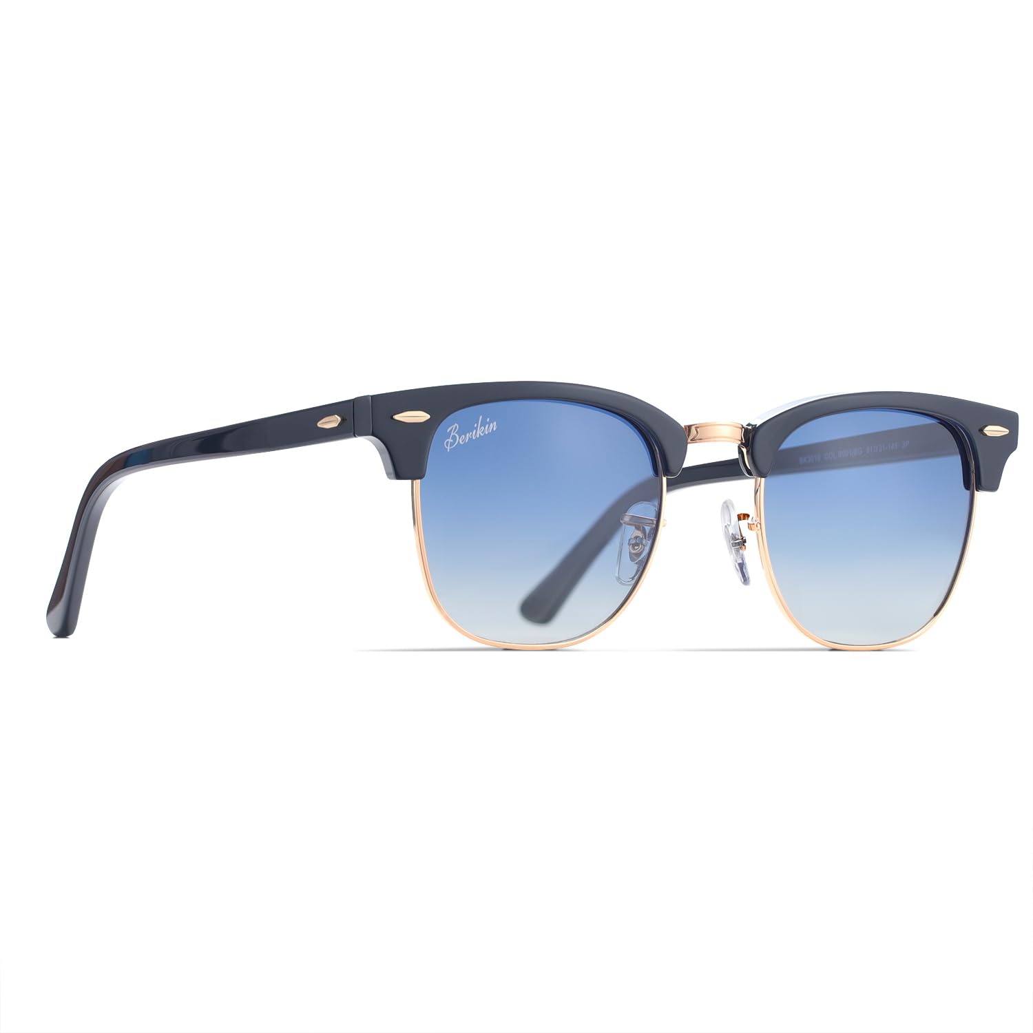 

Berikin Polarized Blue Classic Thermont UV400 Half for Men Sunglasses, Gradient, Brow, Unisex, Protection, Black, Gold, Frame,