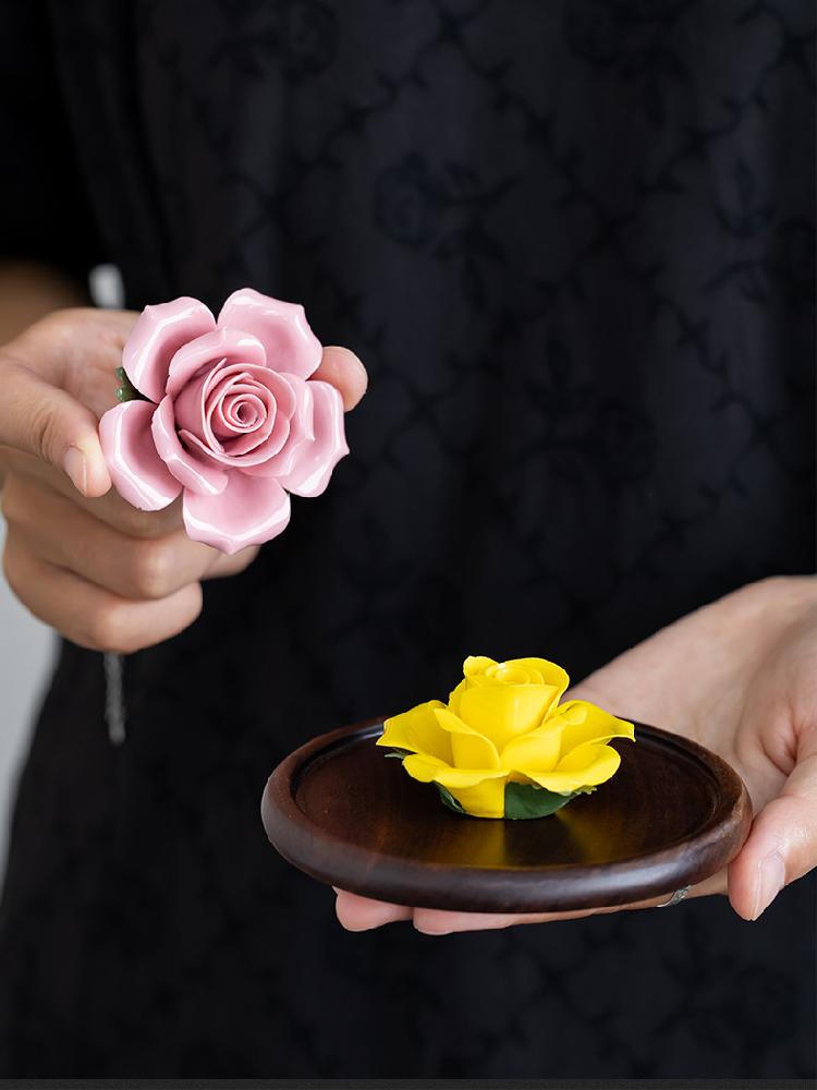 Keramikrosen, handgefertigter Rosen-Aromatherapie-Ofen, geeignet für Heimdekoration, Valentinstagsgeschenke, Geschenke