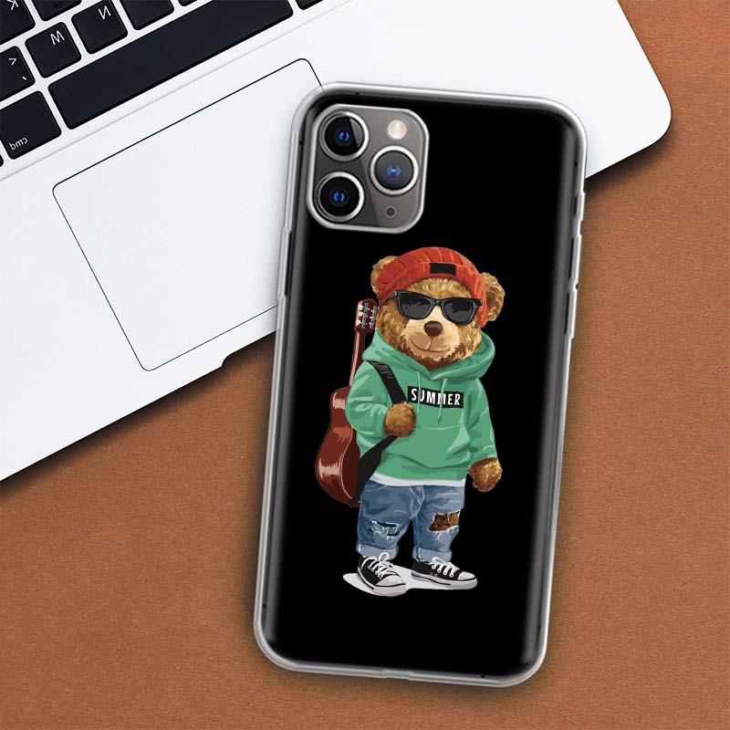 Fashion Brand Bear Phone Case For iPhone 11 12 13 Mini 14 15 Plus 17 Air 16 Pro Max 16E 7 8 SE 2020 Customized Print Cover For A