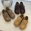 Inner Height-increasing Boken Shoes 2025 Early Autumn New Retro Lazy One-pedal Bag Heel Platform Soft Leather Casual Single Shoes Women
