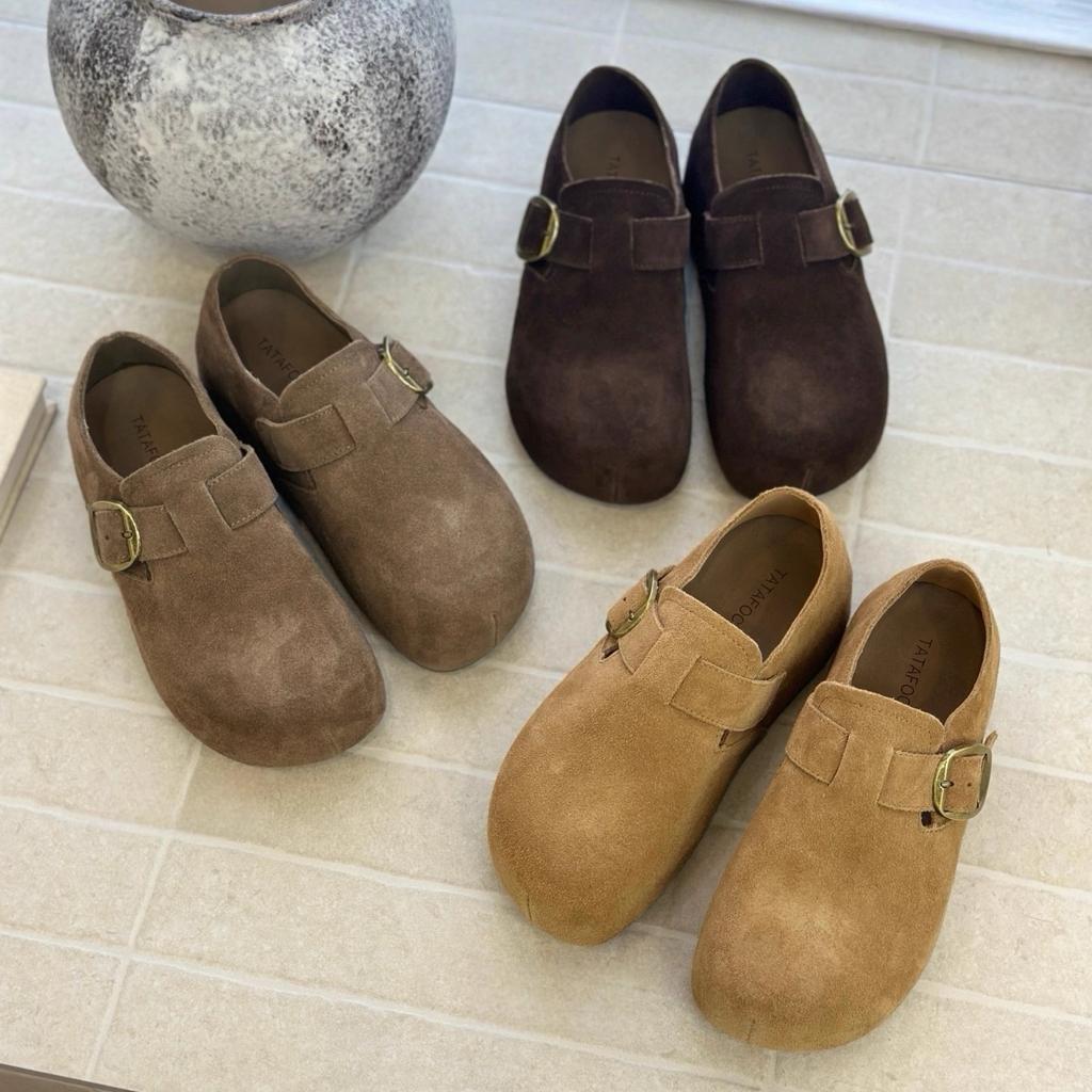 Inner Height-increasing Boken Shoes 2025 Early Autumn New Retro Lazy One-pedal Bag Heel Platform Soft Leather Casual Single Shoes Women