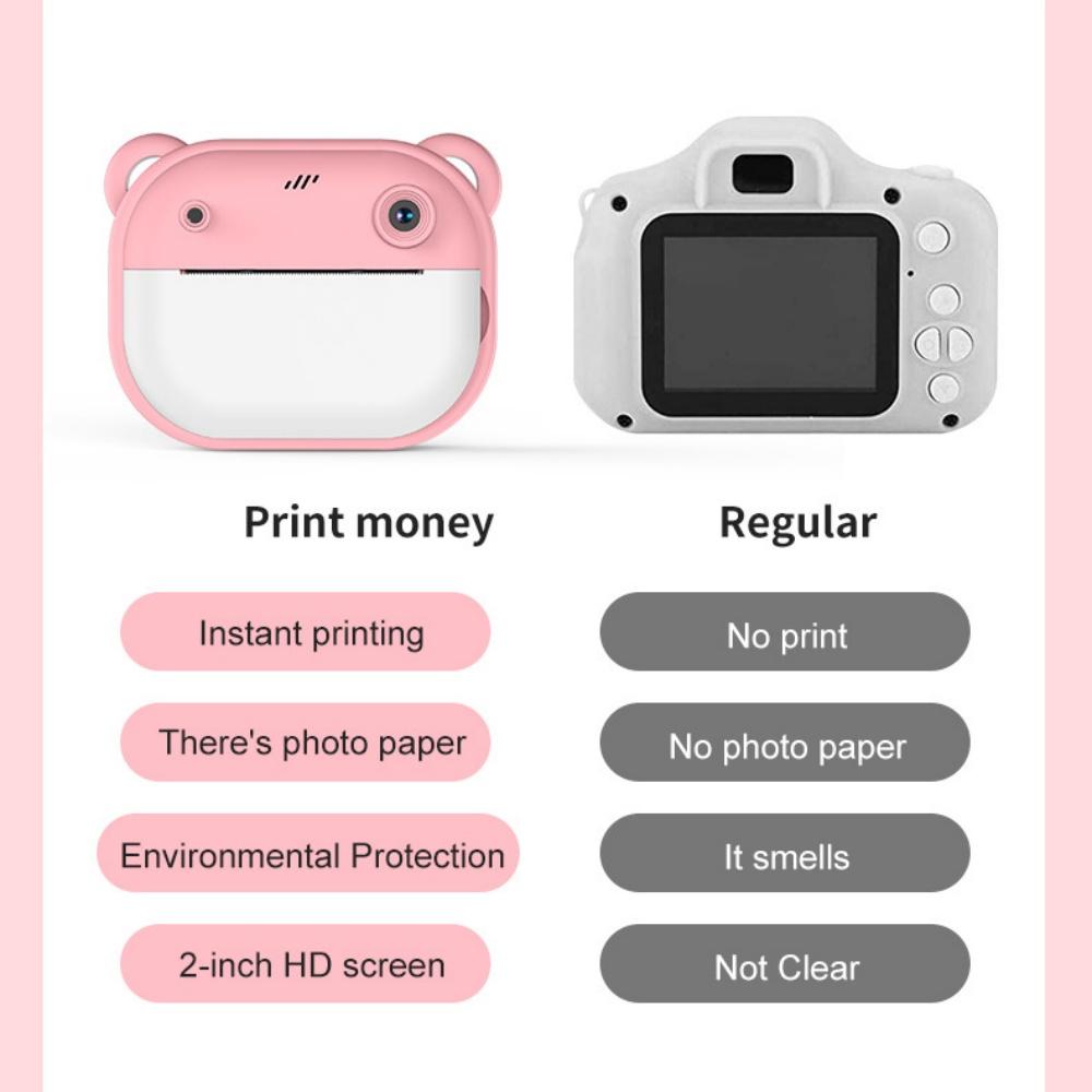 Children Digital Camera Instant Print for Kids Thermal Print Camera Instant Photo Printing Camera Video Toys+32G Memory Card