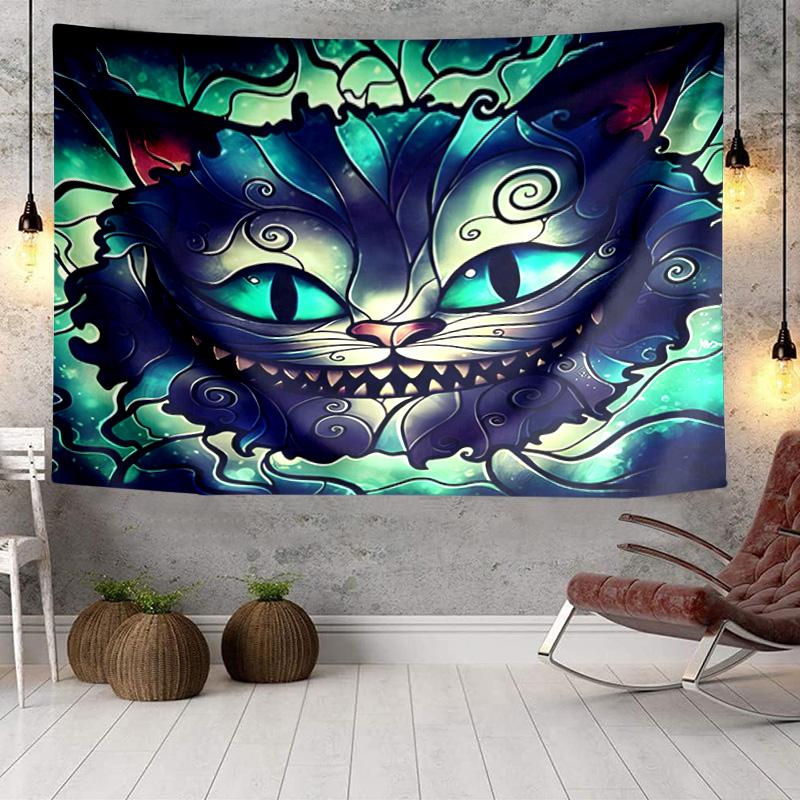 Che-shire Cat Smile Tapestry, Unique Design Tapestry, Wall Decor for Bedroom,Livingroom, Playroom,Heartwarming Fan Holiday Gifts
