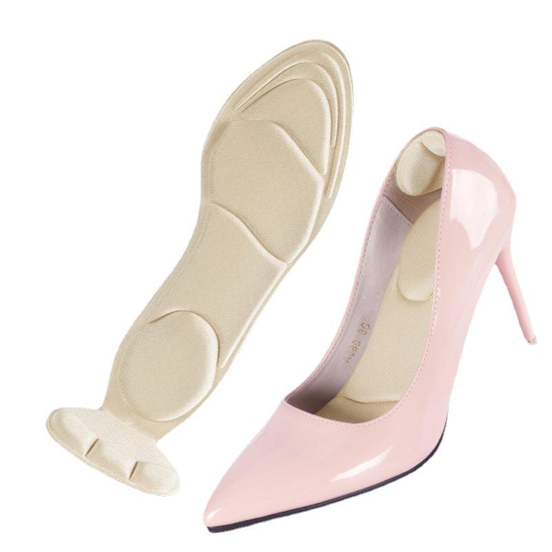 Women's 4D Insole: Breathable, Sweat-Absorbent, Shock-Absorbing, Anti-Slip Heel Cushion for Comfort In Long-Standing High Heels.