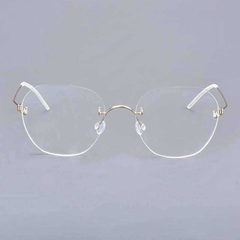 Fashion Hexagon Rimless Glasses Frame Men Women 2460 Brand Design Screwless Titanium Ultralight Eyeglasses Frameless Eyeware