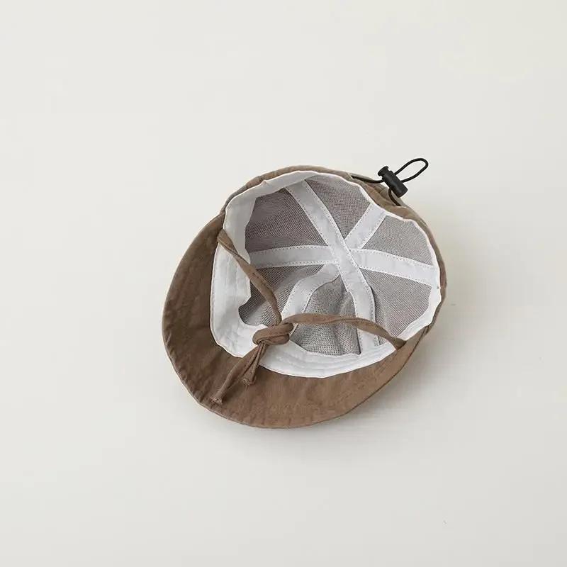 Summer Baby Sun Hat Korean Solid Color Infant Baseball Cap Outdoor Adjustable Drawstring Lace-up panama hat for kids