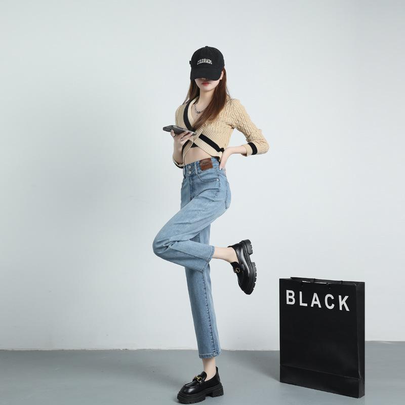 Jeans droits taille haute pour femme Automne/Hiver 2025 – Pantalon cigarette amincissant et allongeant les jambes