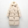White Duck Down Long Down Jacket Women's Winter New Simple Fur Collar Thickened Loose Knee Coat Tide