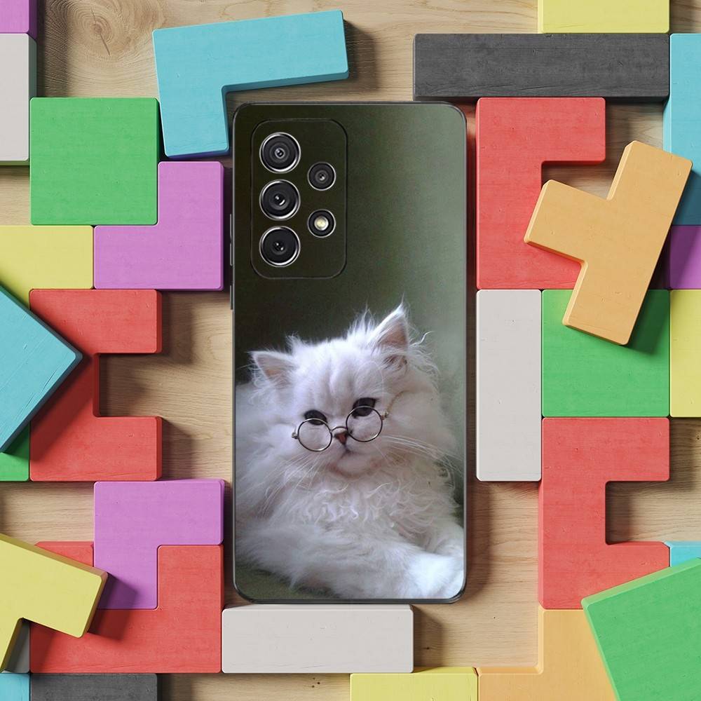 Cute Animals Cat Case For Samsung S21,S20,S10,Plus,S9,S22,S25,Ultra,S24,S23,FE,Lite,Soft Silicone Black