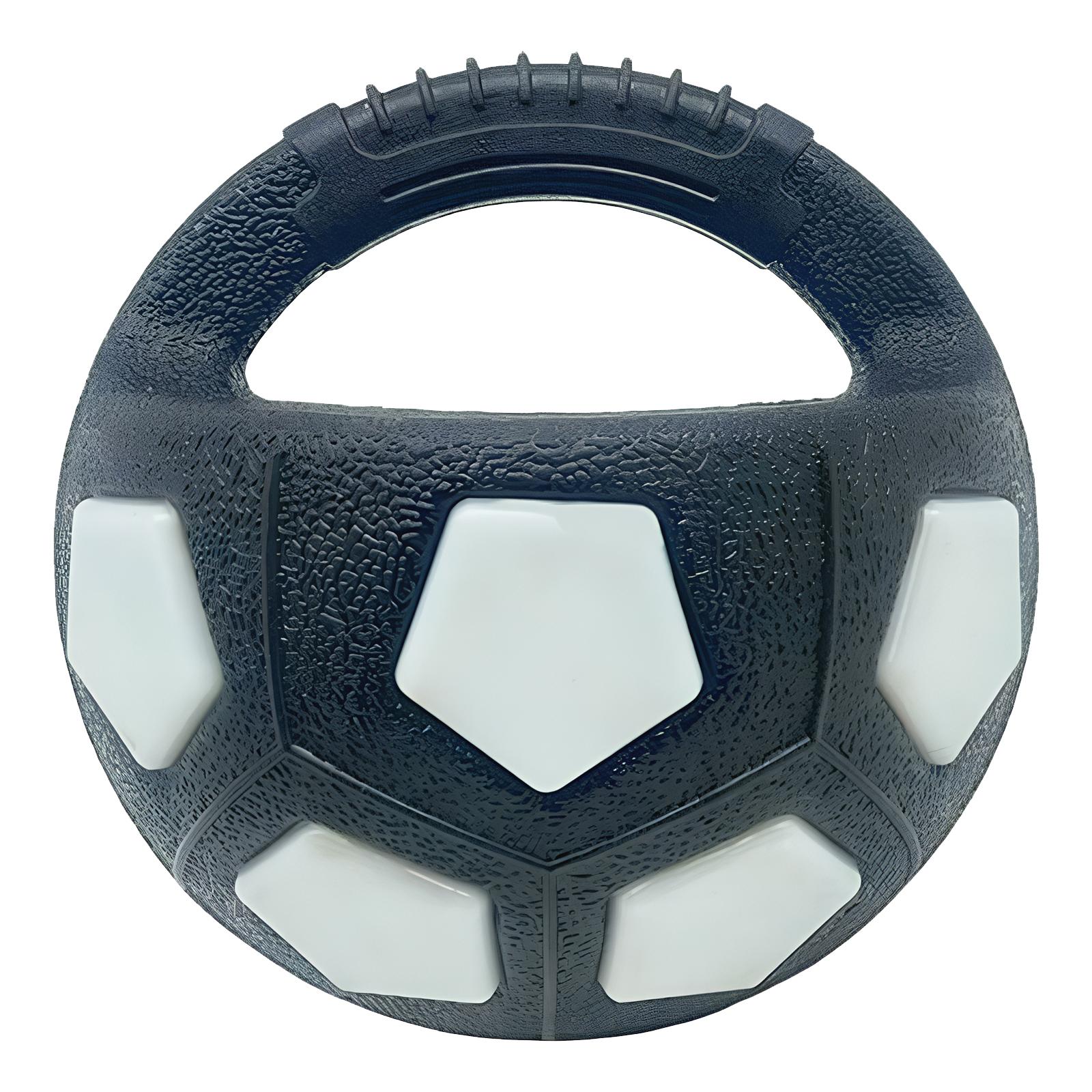 

Заспокійливий м яч для собак з ручкою для зручного захвату Гумовий м яч у формі футбольного м яча Іграшки для домашніх собак Інтерактивний пищачий футбольний м яч для домашніх тварин для середніх і великих собак чорний білий колір