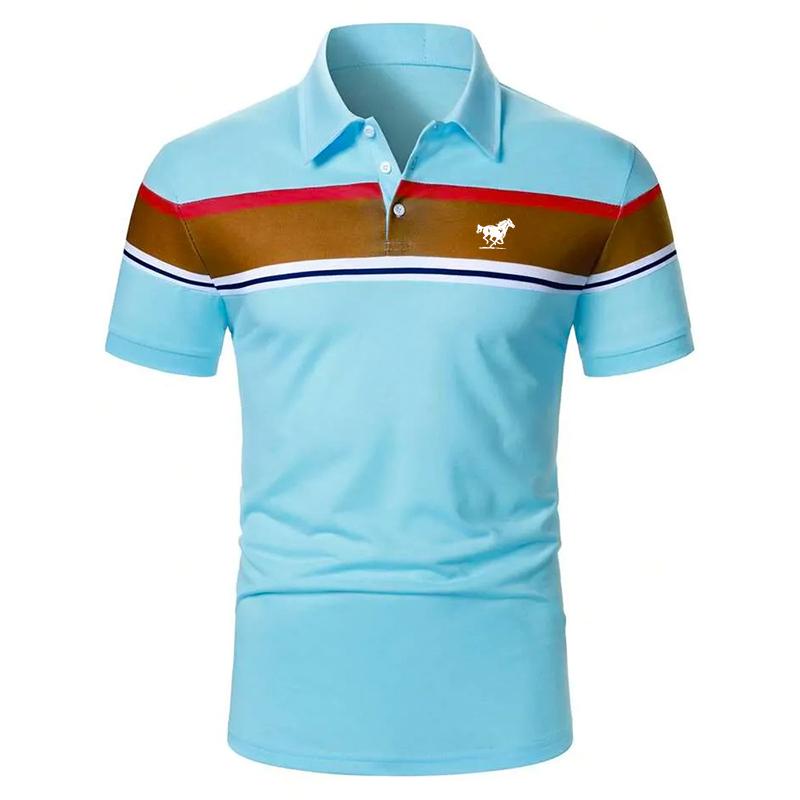 Haine de vară pentru bărbați Mânecă scurtă cu dungi Polo pentru bărbați Casual Elasticitate Polo pentru golf Topuri
