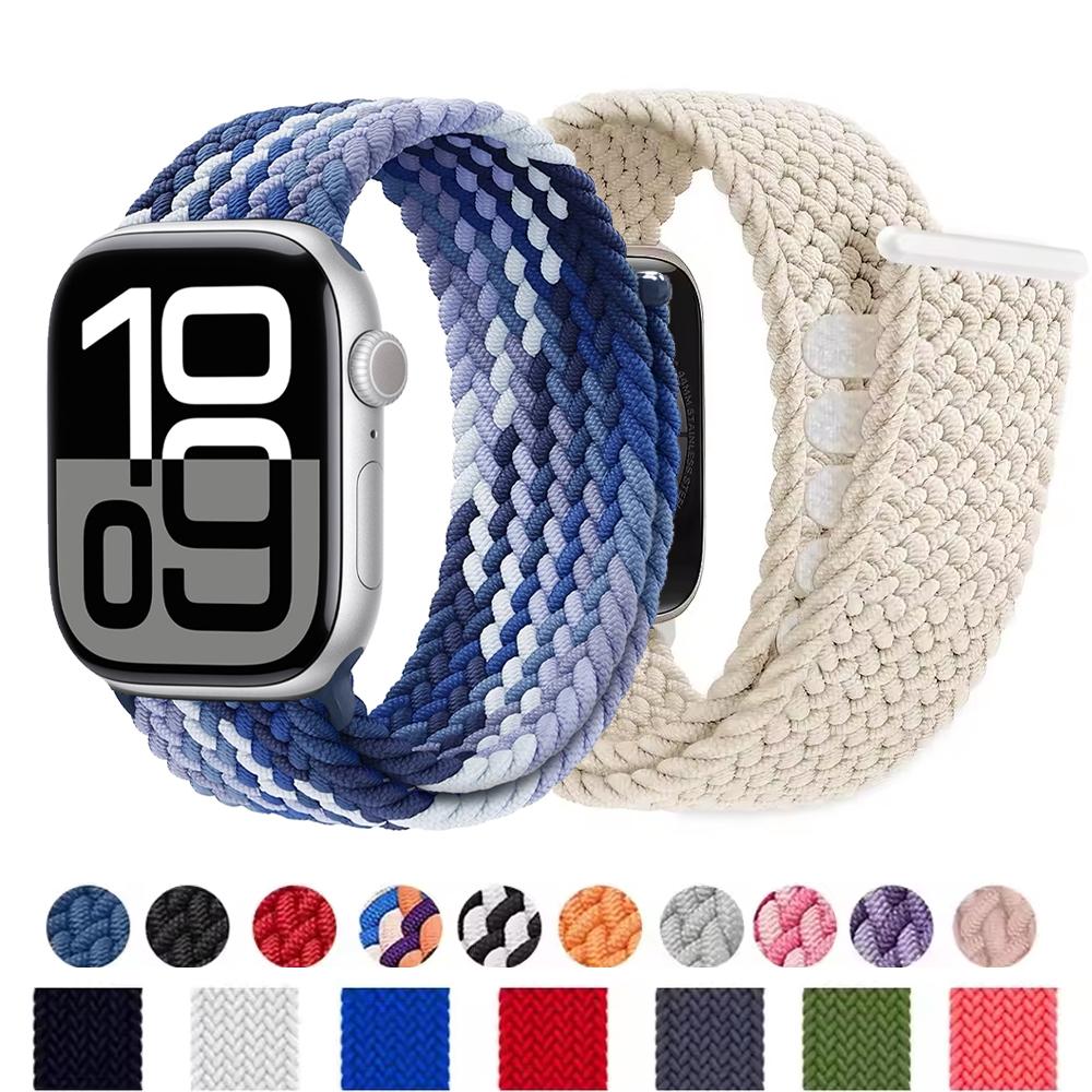Braided Strap For Apple Watch 10 11 Bands 46mm 45mm Ultra2 49mm 44mm 40 41mm 42mm Correa Bracelet iWatch Series 9 8 7 3 5 4 Se 6