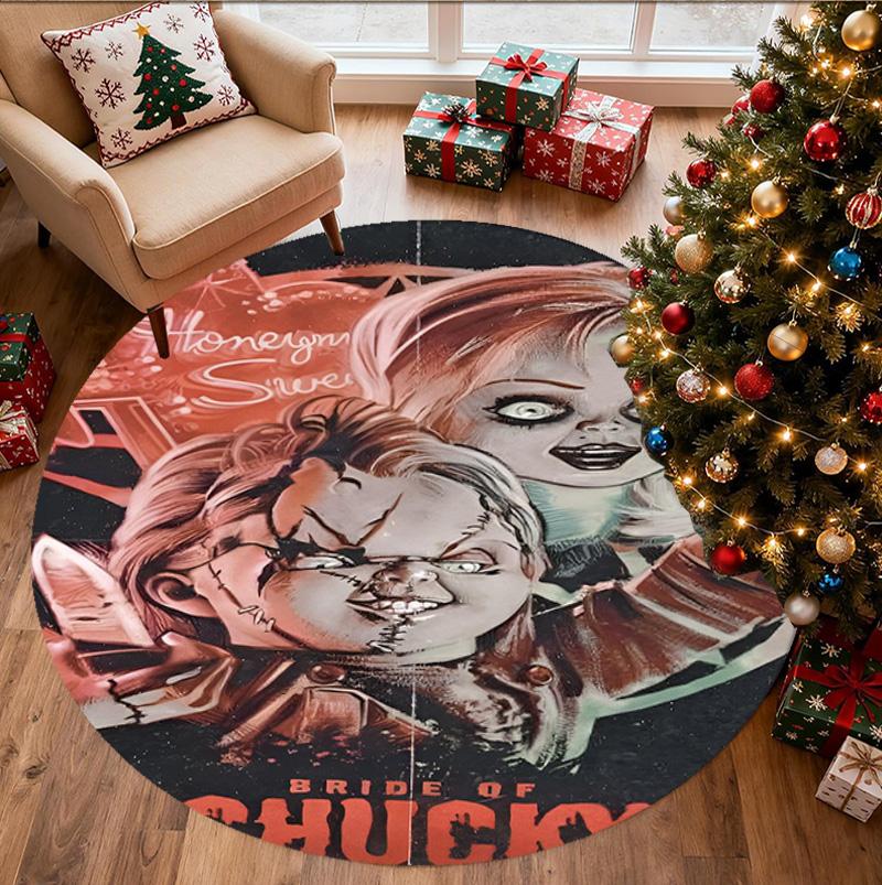 Bride of Chucky Pattern Round Rug, Indoor/Outdoor Mat, for Picnic, Gameroom, Bedroom, Office, Living Room, Home Decor Carpet, Birthday Gift