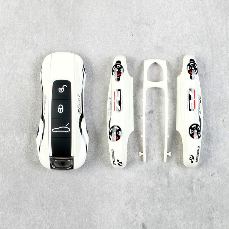 Car Remote Key Cover Racing Style For Porsche Cayenne Panamera Cayman Macan Boxster 971 9Ya 718 911 Racing Keyless Hard Case
