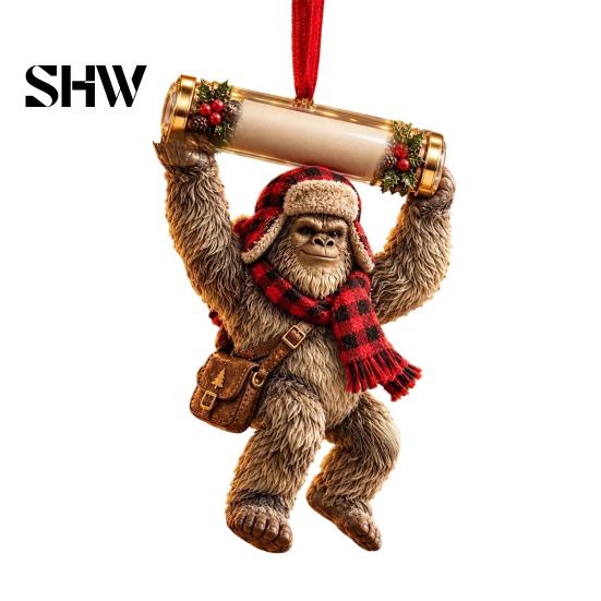 Festive Cash Holder for Holidays Big Foot Money Cash, 2D Acrylic Sasquatch Gift Fun Christmas Family Ornament, Clear Xmas Tree Hanging Decoration