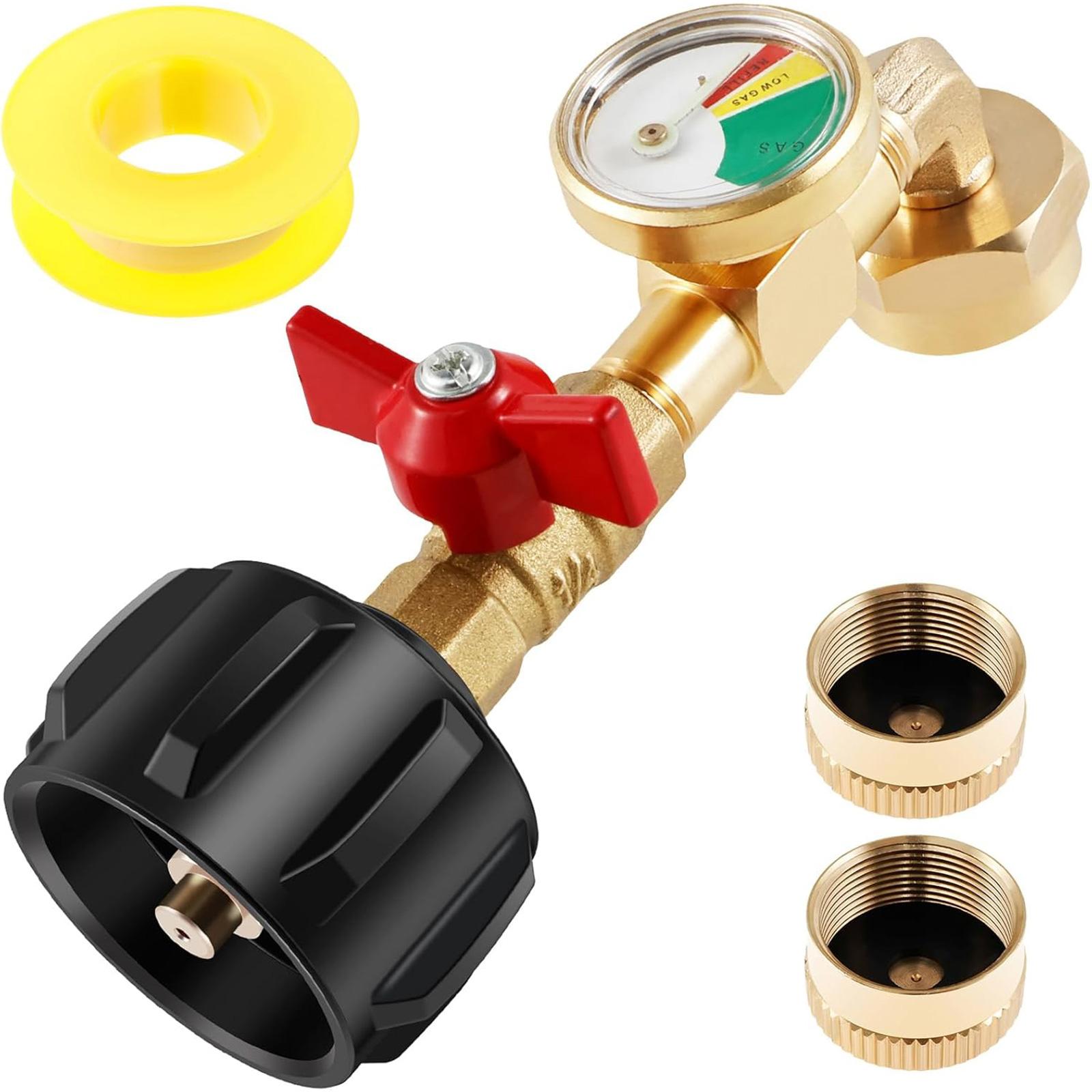

Metal Propanes Connection Quick Connecting Adapter Metal Propanes Fitting with Pressure Gauge for Travel Trailer Grills