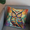 2D Colorful Owl and Tiger Patterned Pillow Covers Pattern Cushion Cover Suitable for Sofa Bedroom Car Pillow Cover
