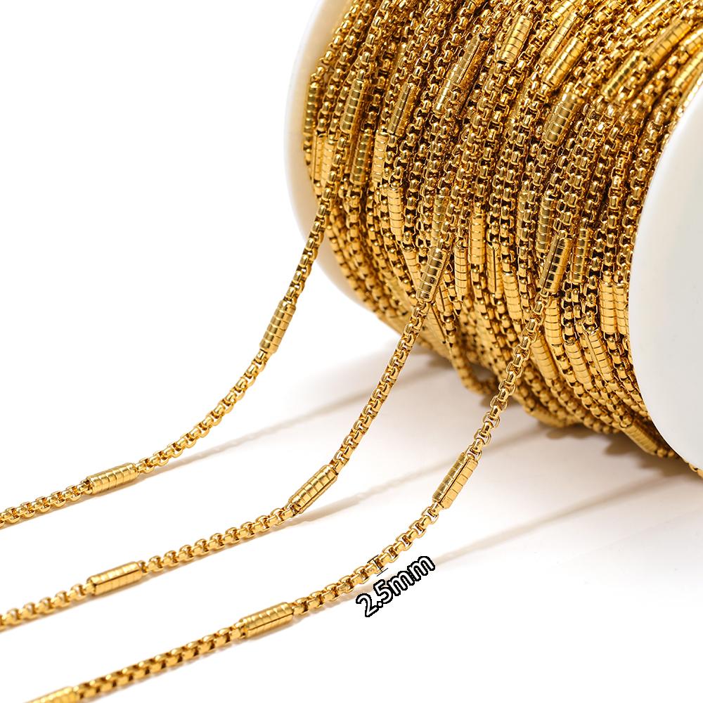 1 Meter Stainless Steel Gold Box Tube Cable Chains for DIY Necklaces Jewelry Earrings Making Bracelet Findings Supplies Bulk