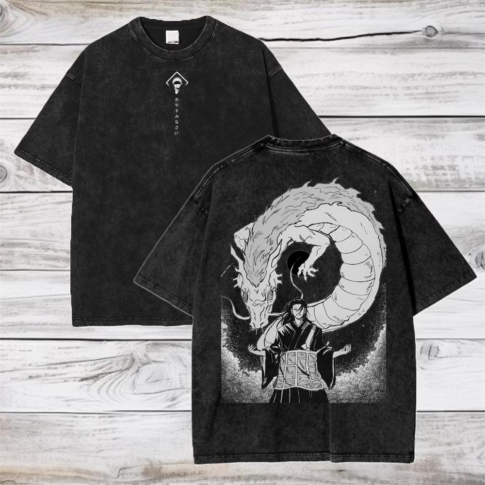 T-shirt Stampa Anime Jujutsu Kaisen Gojo Satoru Ryomen Sukuna Uomo Cotone Lavato T-shirt Manga Oversize Harajuku Maglietta Uomo