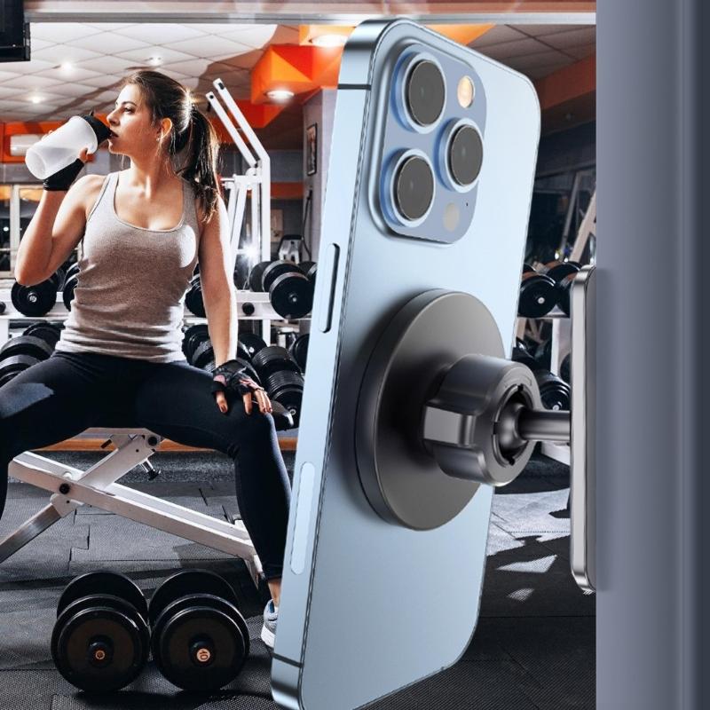 Magnetic Exercise Phone Clip 360 Rotatable Shockproof ABS Construction For Fitness Enthusiasts And Content Creators