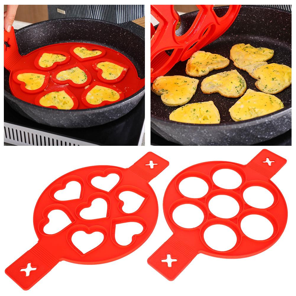 2Pcs 7 Holes Silicone NonStick Eggs Pancake Making Mold for DIY Kitchen Baking Cooking Accessories