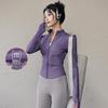 Damen Frühlings-Yoga-Bekleidung 2026: Dünne Fleece-Sportjacke mit Stehkragen, Reißverschluss, enganliegend für Laufen & Fitness.