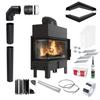 KRATKI FLOKI L Left Air Fireplace 12 kW Ø200 Black Set for Installation
