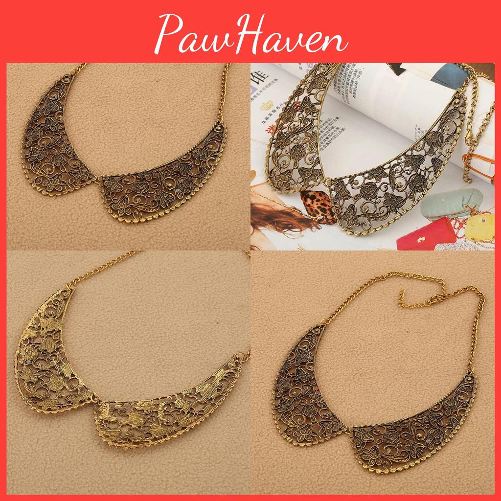 Alloy Filigree Necklace With Hollow Carved Design For Elegant Evening Wear