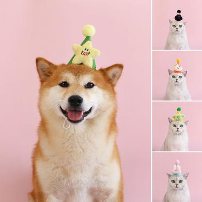 Pet Cat Dog Felt Hat Adjustable Elastic Band Cartoon Shape Bow Tie Stylish Cats Puppies Rabbits Stars Ducks Decoration