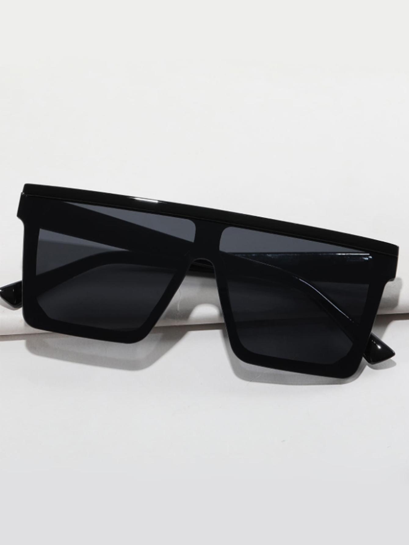 

1Pc Classic and Stylish Black Rectangular One-Piece Sunglasses, Suitable for Trendy People Going Out and Street Photography
