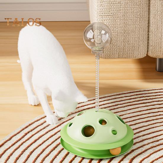 Interactive Cat Treats Dispenser Toy Leaking Food Ball Pet Feeder Toy Puzzle Pet Slow Feeder with Ball Track for Indoor Cats Dogs