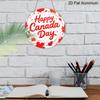 2D Flat, Round Aluminum Canada Day Decor Plaque, "Happy Canada Day" Sparkly Maple Leaf Metal Sign, Waterproof, Durable & Easy To Install, Ideal for