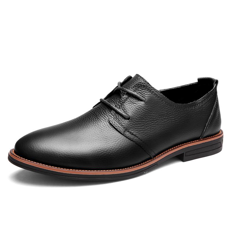 Fashion Men Dress Shoes Genuine Leather 2024 New Men's Oxford Shoes Leather Derby Shoe Lace-up Pointed Toe Business Men Shoes741