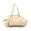 Used Logo Handbag Leather Beige Used Women