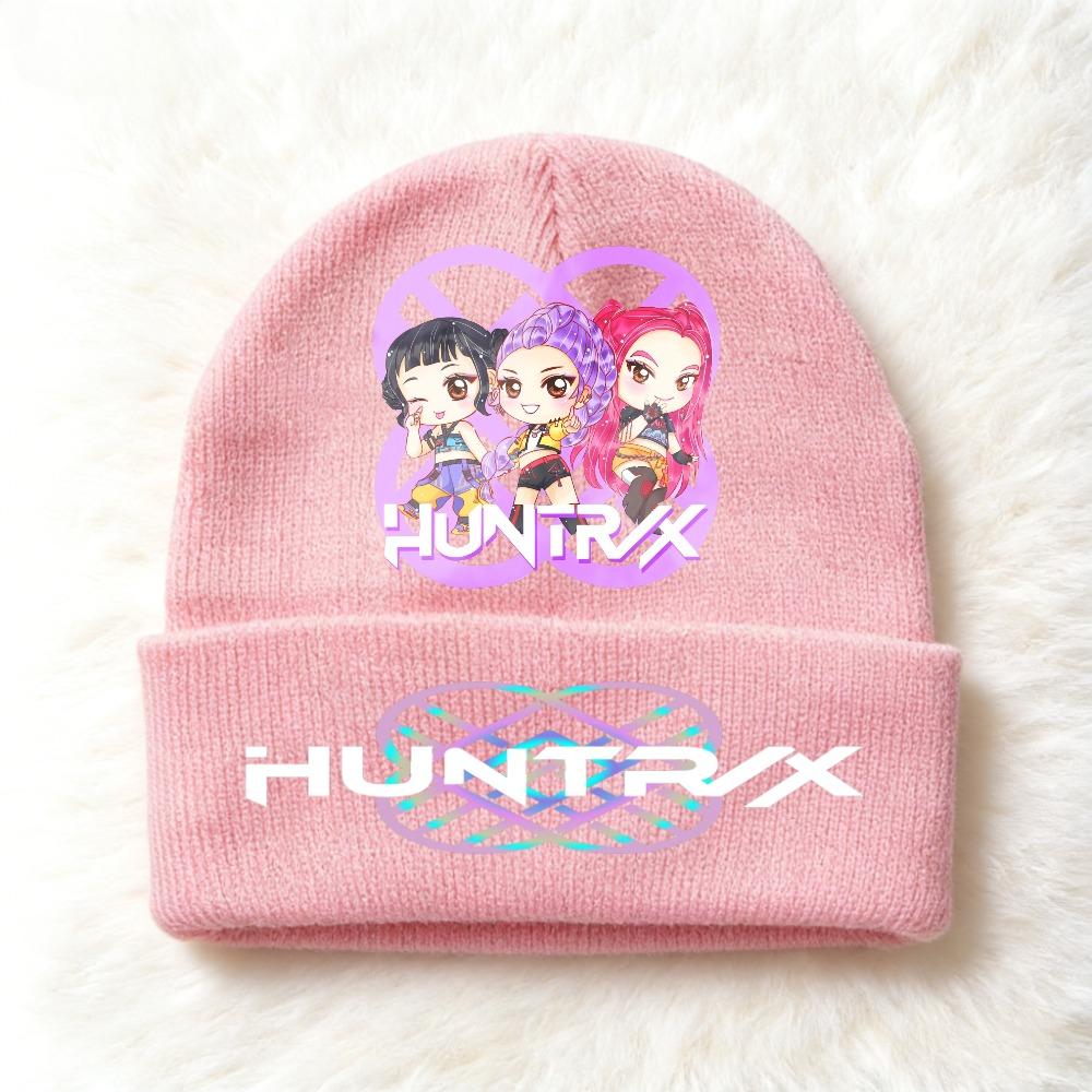 Berretto lavorato a maglia per bambini con stampa Anime Kpop Demon Hunters, Filato di lana, Stagione autunnale, Stagione fredda, Cappello alla moda per bambini, Copricapo, Abbigliamento
