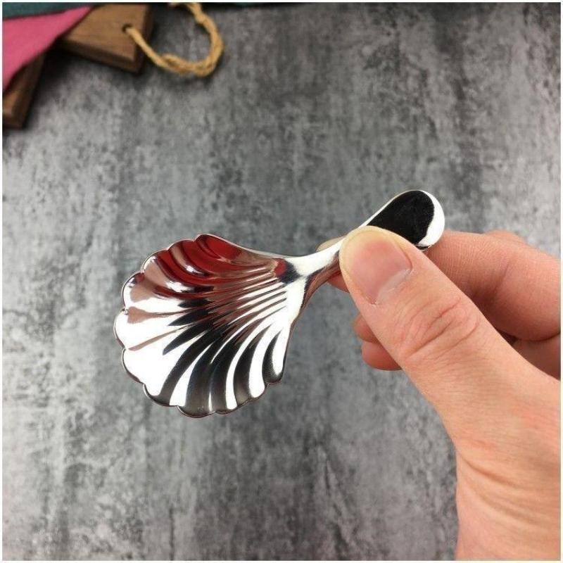 Kurzer Griff Muschelform Eisportionierer Gabel Edelstahl Zucker Salz Löffel Tee Kaffee Dessertlöffel Küchen Gewürzschaufel
