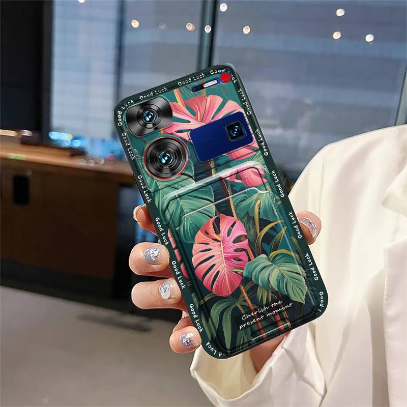 protective Back Cover Phone Case For ZTE Nubia Z60 Ultra TPU Cute Silicone Durable Card slot Soft case Card bag Graffiti