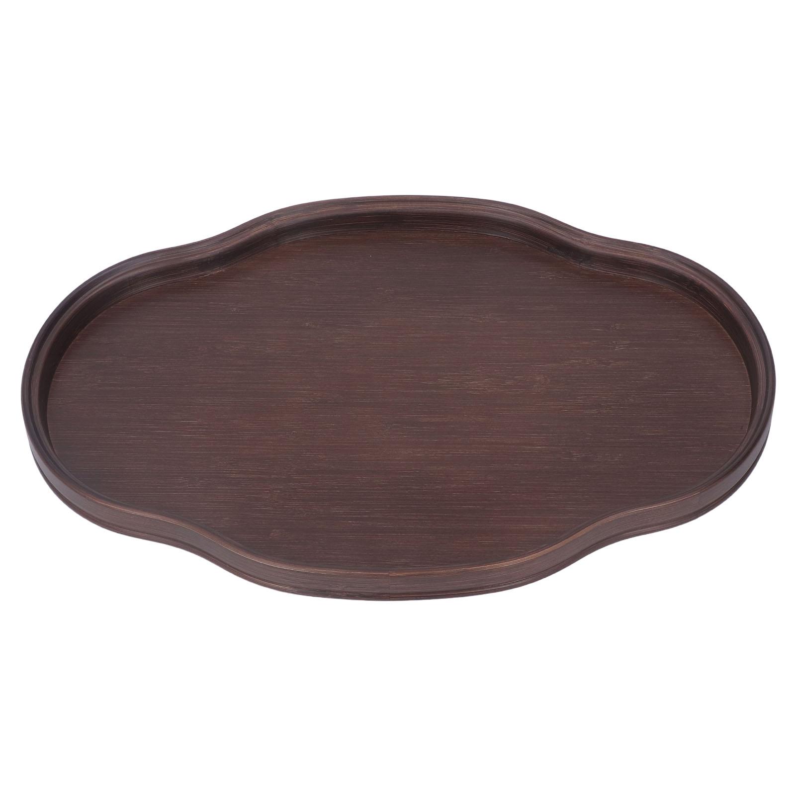 Konnwei Tea Tray Walnut Color Multifunctional Textured Bamboo Coffee Table Tray For Guest Reception