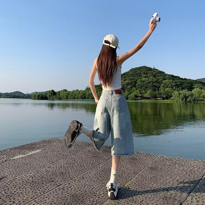 Jasnoniebieskie damskie szerokie szorty dżinsowe - Lato 2025 Trend wyszczuplający sylwetkę gruszki