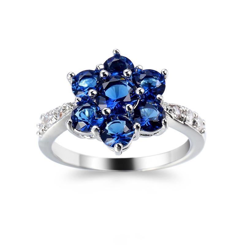 

Blue Zirconium Pink Ring Copper Base Gold Plating Conscious Decoration Women 6